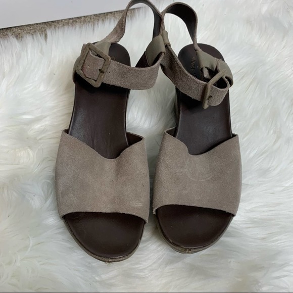 Kork Ease Brown Taupe Leather Platform Wedges Size 10 - Picture 3 of 8